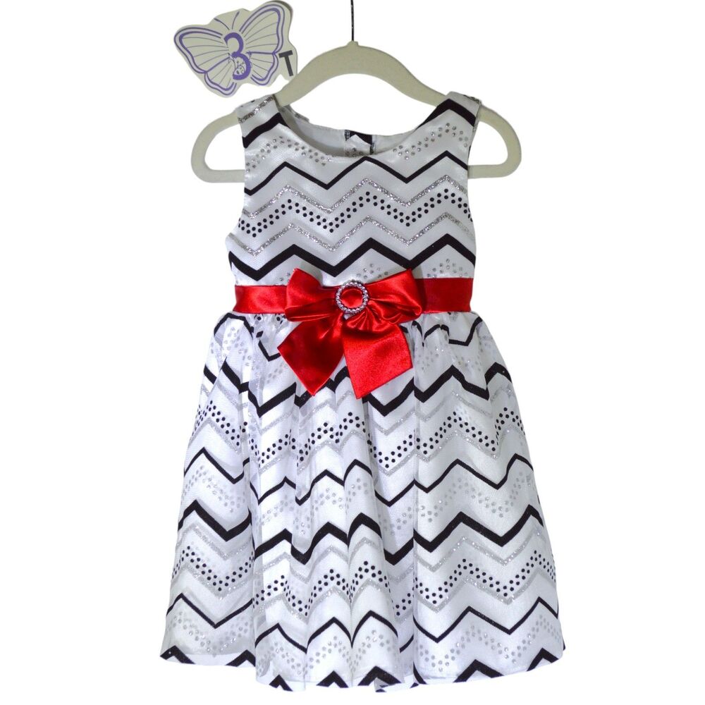 3T Girls Chevron Sparkle Poof Bottom Dress. Youngland